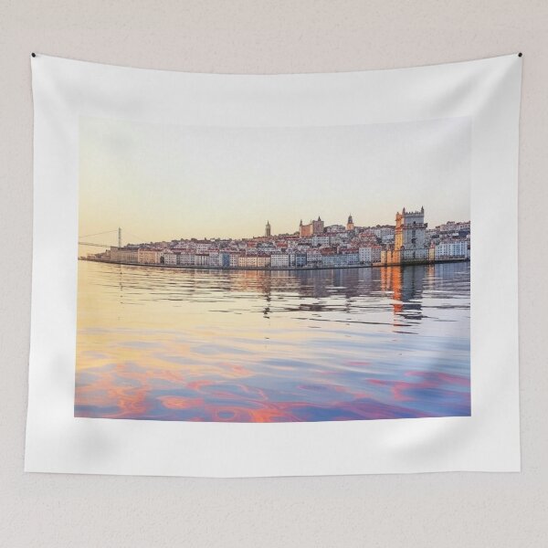 Item preview, Lisbon Portugal Watercolor Skyline designed and sold by Places On Earth.