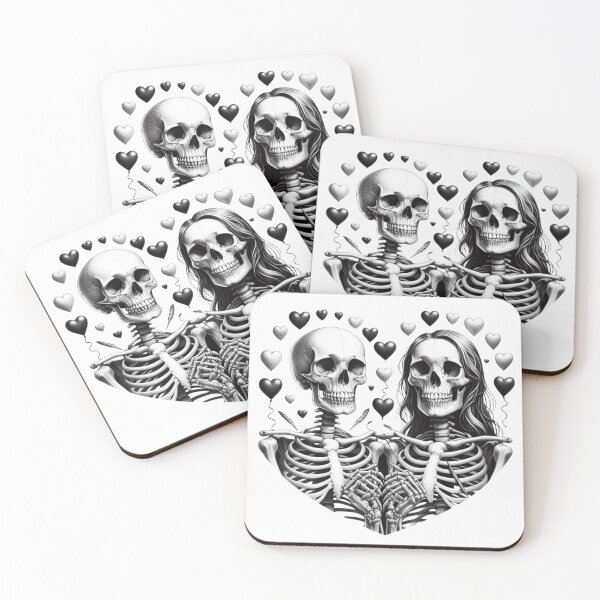 Item preview, Loving Skeletons Heart, White Background, Big Pattern designed and sold by GaborSkeleton.