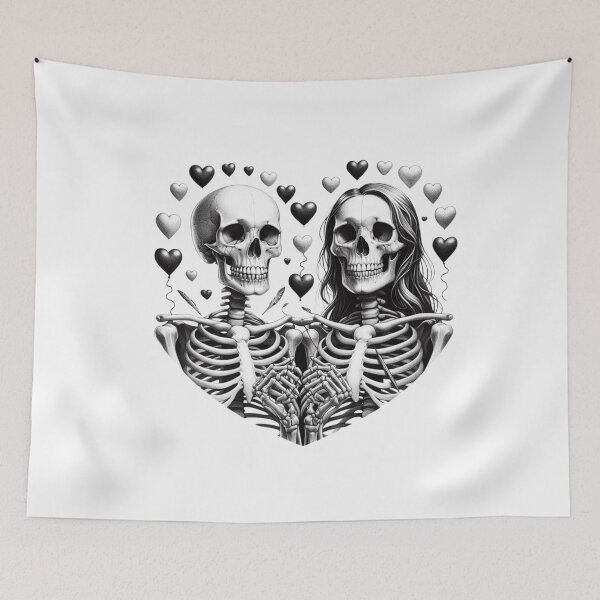 Item preview, Loving Skeletons Heart, White Background, Big Pattern designed and sold by GaborSkeleton.