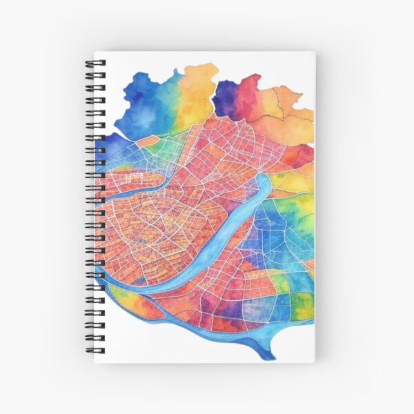 Aperçu de l'œuvre Carte colorée de Lisbonne au Portugal à l'aquarelle créée et vendue par Aryabek.