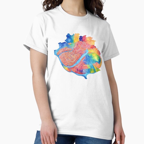 Aperçu de l'œuvre Carte colorée de Lisbonne au Portugal à l'aquarelle créée et vendue par Aryabek.