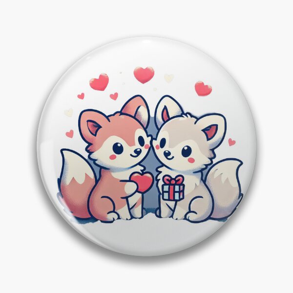 Item preview, Cute Fox Couple with Heart and Gift – Adorable Love Illustration designed and sold by HanaPrints.