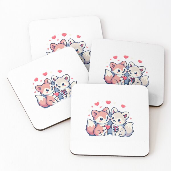 Item preview, Cute Fox Couple with Heart and Gift – Adorable Love Illustration designed and sold by HanaPrints.