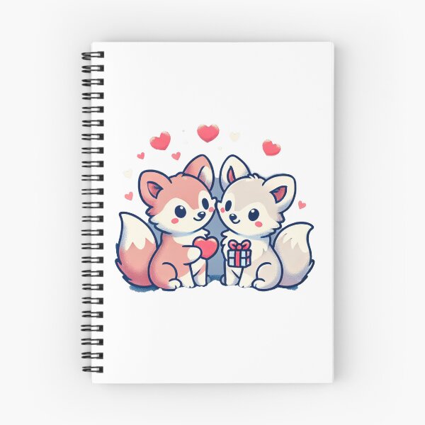 Item preview, Cute Fox Couple with Heart and Gift – Adorable Love Illustration designed and sold by HanaPrints.