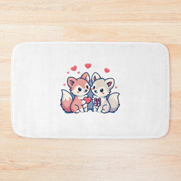 Item preview, Cute Fox Couple with Heart and Gift – Adorable Love Illustration designed and sold by HanaPrints.