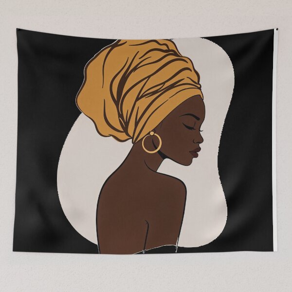 Item preview, Nigerian Gele Minimalist Afrocentric Portrait – Woman with Traditional Headwrap in Earthy Tones designed and sold by Collision19.