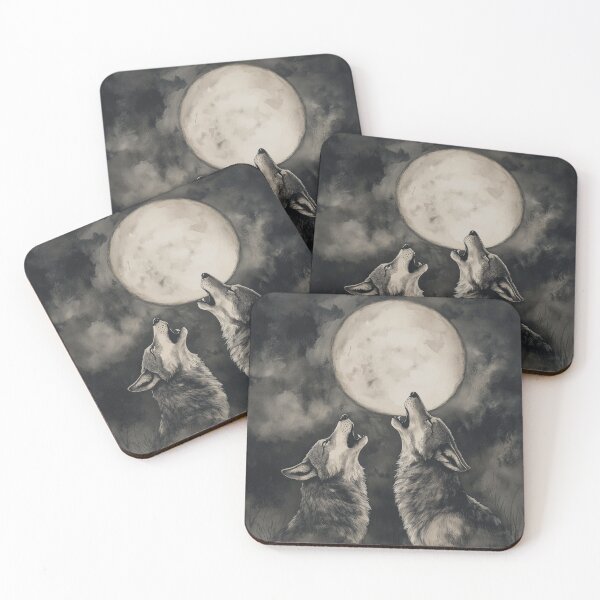 Item preview, Wolves howling at full moon designed and sold by SetMyHeart.