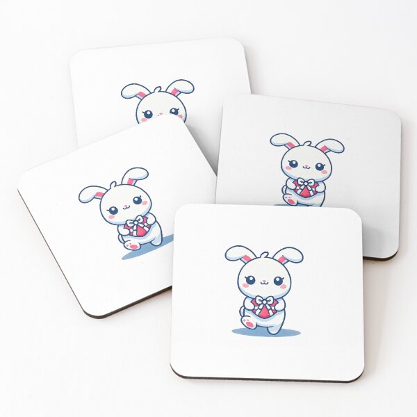 Item preview, Cute Bunny with Gift – Adorable Kawaii Rabbit Illustration designed and sold by HanaPrints.