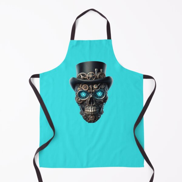Item preview, Steampunk Skull, Cylinder Hat, Turquoise Background designed and sold by GaborSkeleton.