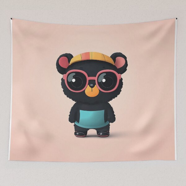 Item preview, Colorful Bear Cartoon Character With Glasses designed and sold by GoldenTealArts.