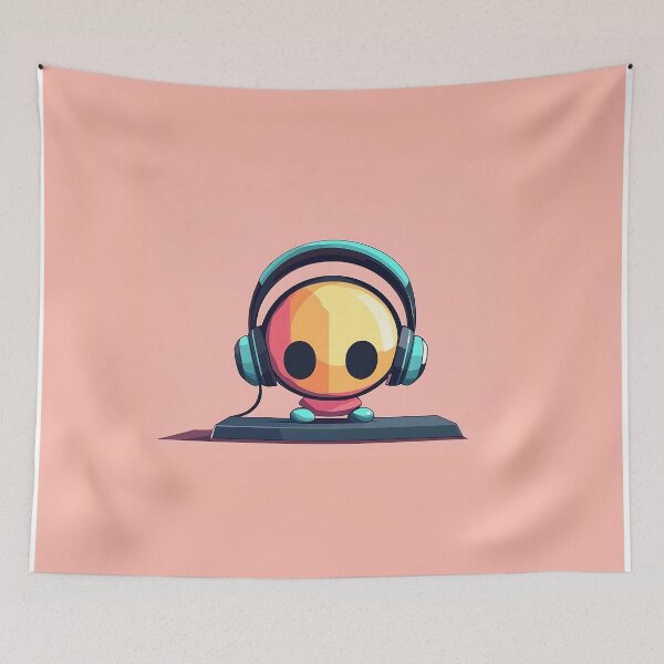Item preview, Cute Skull Character With Headphones Avatar designed and sold by GoldenTealArts.
