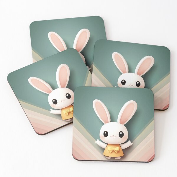 Item preview, Cute Bunny with Yellow Bow and Geometric Background designed and sold by GoldenTealArts.