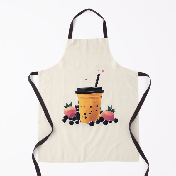 Item preview, Boba Tea Illustration with Peaches and Blueberries designed and sold by GoldenTealArts.