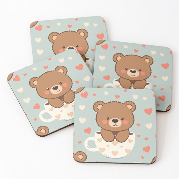 Item preview, Seamless Cute Bear in a Cup Pattern designed and sold by hjian8219.