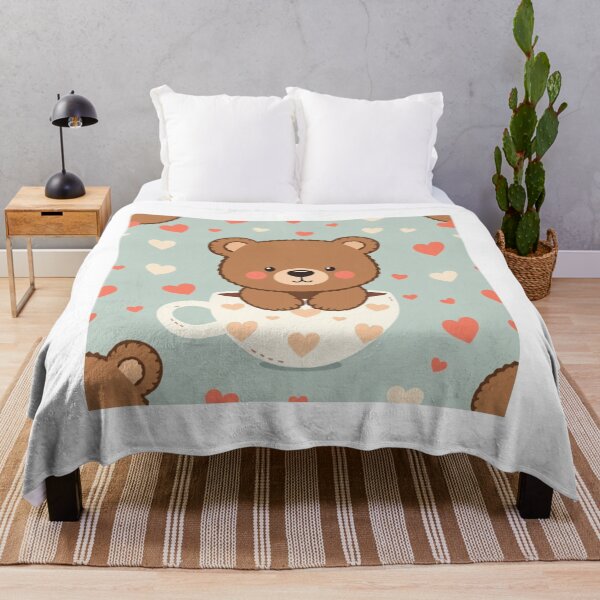 Item preview, Seamless Cute Bear in a Cup Pattern designed and sold by hjian8219.