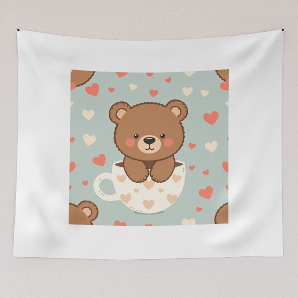 Item preview, Seamless Cute Bear in a Cup Pattern designed and sold by hjian8219.