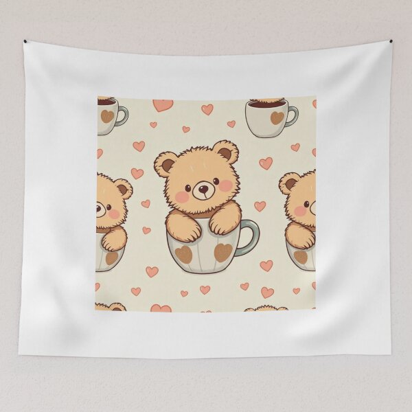 Item preview, Seamless Cute Bear in a Cup Pattern designed and sold by hjian8219.