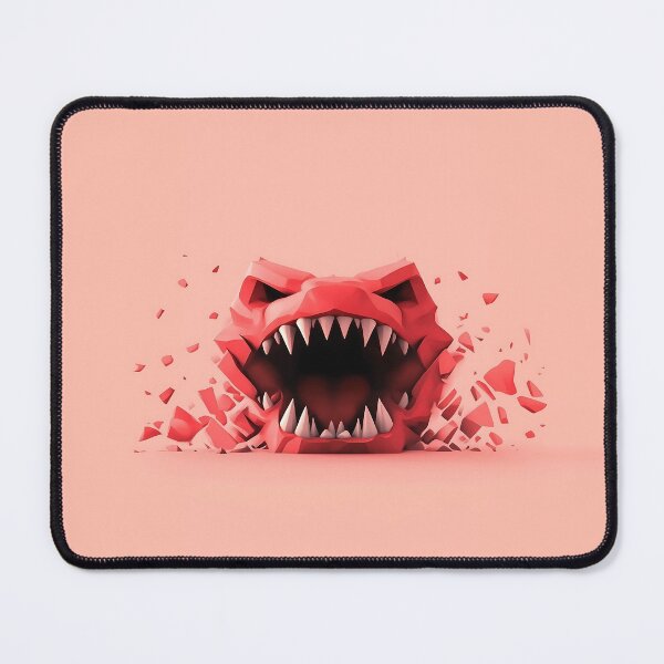 Item preview, Red Monster Mouth Breaking Through Wall Illustration designed and sold by GoldenTealArts.