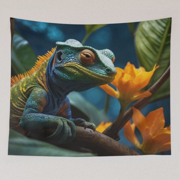 Item preview, Rainbow Chameleon in a Tropical Jungle designed and sold by SolMagique.