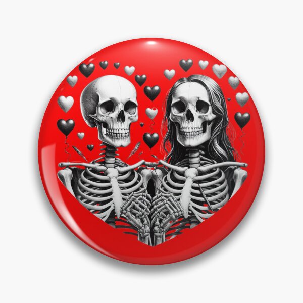 Item preview, Esqueletos amorosos en forma de corazón, fondo rojo, patrón grande designed and sold by GaborSkeleton.