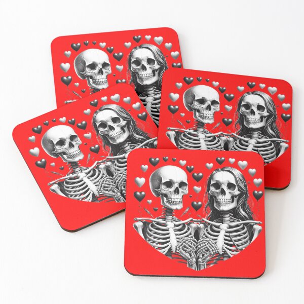 Item preview, Loving Skeletons Heart, Red Background, Big Pattern designed and sold by GaborSkeleton.