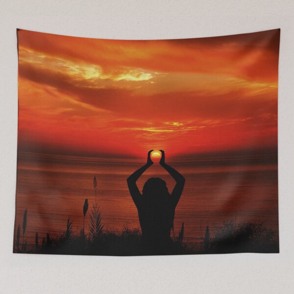 Item preview, Surya Yoga Embrace Beneath Fiery Skies designed and sold by SuryaSolSun.