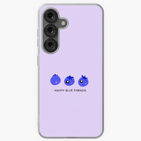 (Lavender Purple) Happy Blue Friends Kawaii Cute Food Art Samsung Galaxy Soft Case