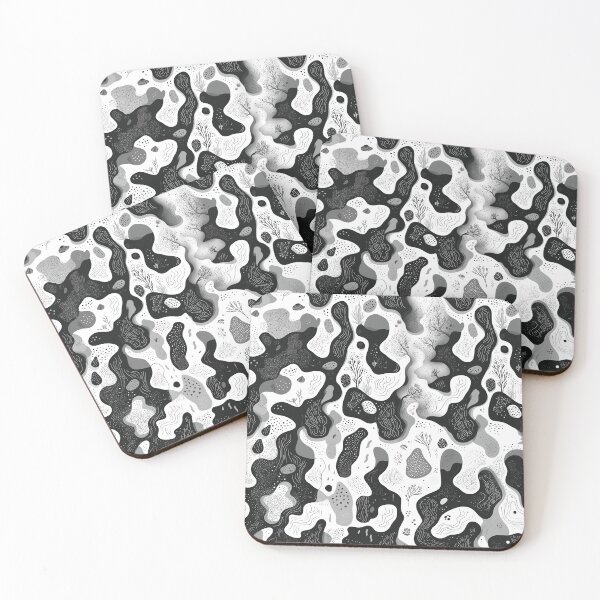 Item preview, Black and White Abstract Organic Sea Caves designed and sold by RetroNeon.