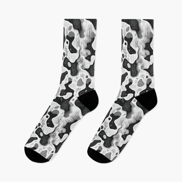 Item preview, Black and White Abstract Organic Sea Caves designed and sold by RetroNeon.