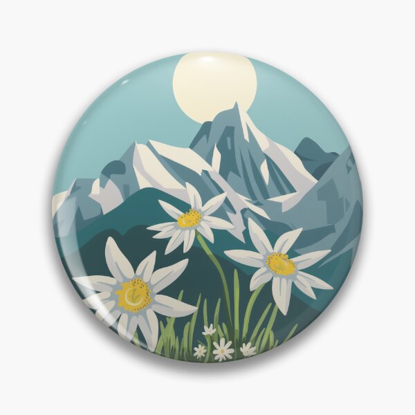 Item preview, Alpine Mountain and Edelweiss Flower designed and sold by PandaKunst.