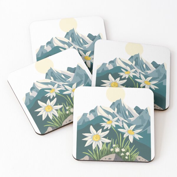 Item preview, Alpine Mountain and Edelweiss Flower designed and sold by PandaKunst.