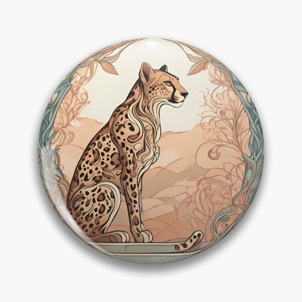 Artikelvorschau, Heiliger Gepard im Jugendstil mit pastellfarbenem Blumenmuster entworfen und verkauft von LumiLemon.