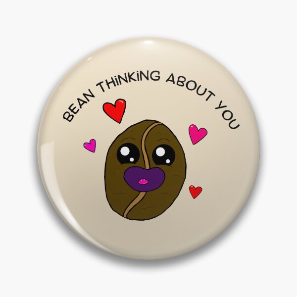 (Creamy Beige) Bean Thinking About You Kawaii Cute Food Art Pin