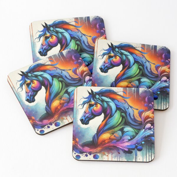 Item preview, Watercolor Horse in Rainbow Pallet designed and sold by InkwashStudio.