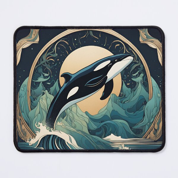 Item preview, Art Nouveau orca in the magical Arctic ocean designed and sold by LumiLemon.