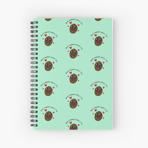 (Mint Green) Bean Thinking About You Kawaii Cute Food Art Spiral Notebook