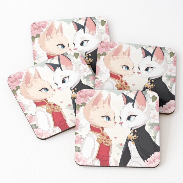 Item preview, Graceful Feline Couple Among Roses – A Love Story in Bloom. designed and sold by MirraStore.