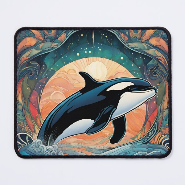 Item preview, Art Nouveau orca in the magical ocean designed and sold by LumiLemon.