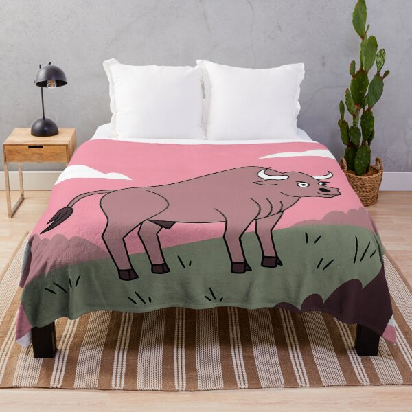Artikelvorschau, Tierlandschaften Ruhe Kuh Bulle Rosa Weiß entworfen und verkauft von ART ATTACK ZONE.