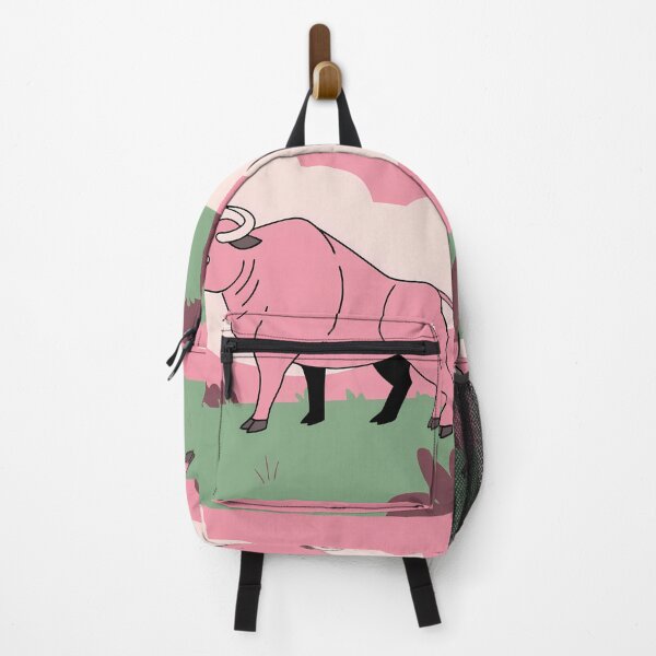 Item preview, Green Animal Landscapes Tranquility Cow Bull Pink White designed and sold by ART ATTACK ZONE.