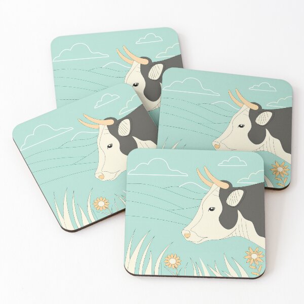 Item preview, Cow Animal Landscapes Tranquility Bull Pink White designed and sold by ART ATTACK ZONE.