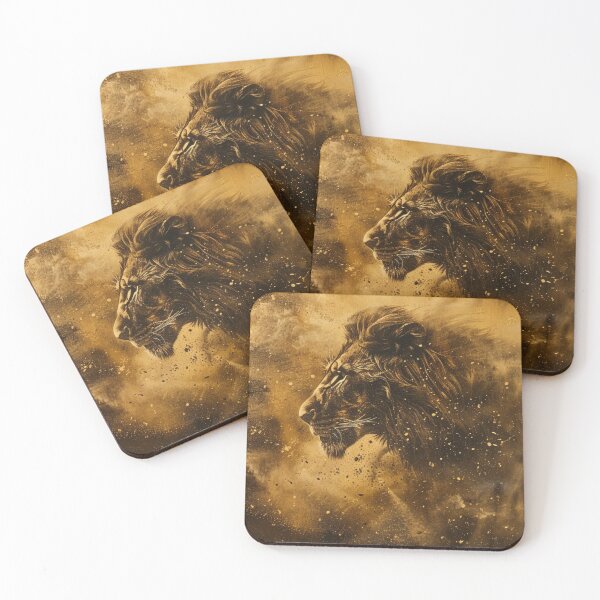 Item preview, Lion in motion splashing ochre dust designed and sold by DesignbyBFD.