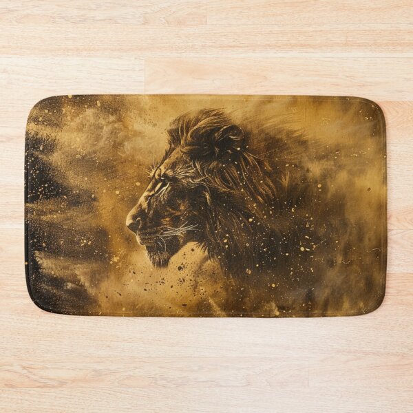 Item preview, Lion in motion splashing ochre dust designed and sold by DesignbyBFD.