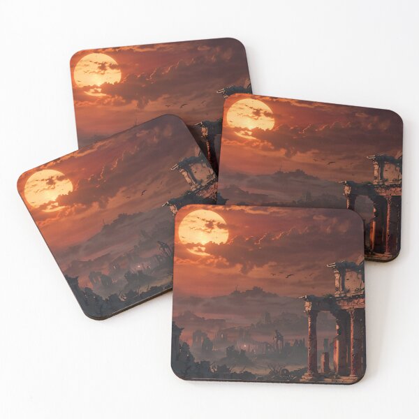 Item preview, Ancient ruins landscape in golden twilight anime style designed and sold by Landscape-Anime.