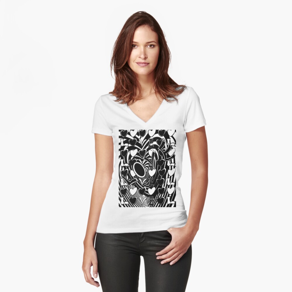 Vista previa del artículo con la obra «Camiseta entallada de cuello en V», diseñado y vendido por ATOXIC.