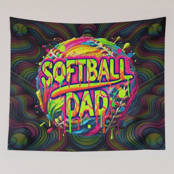 Item preview, Softball Dad Dripping Neon Splatter Design designed and sold by SHHCreations.