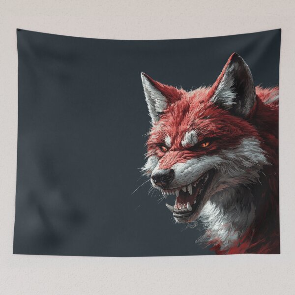 Item preview, Fierce Red and White Wolf with Glowing Eyes and Fangs designed and sold by bAIryBarn.