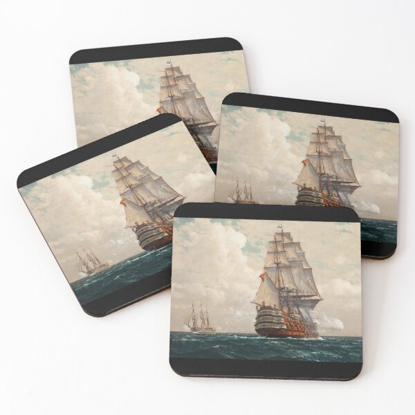 Item preview, Vintage Ship Of the Line At Sea Painting designed and sold by ContTraders.