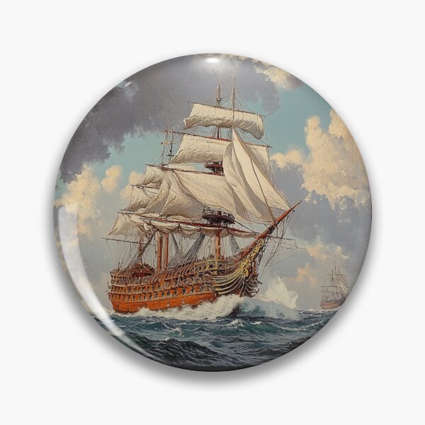 Item preview, Vintage Frigate At Sea Painting designed and sold by ContTraders.
