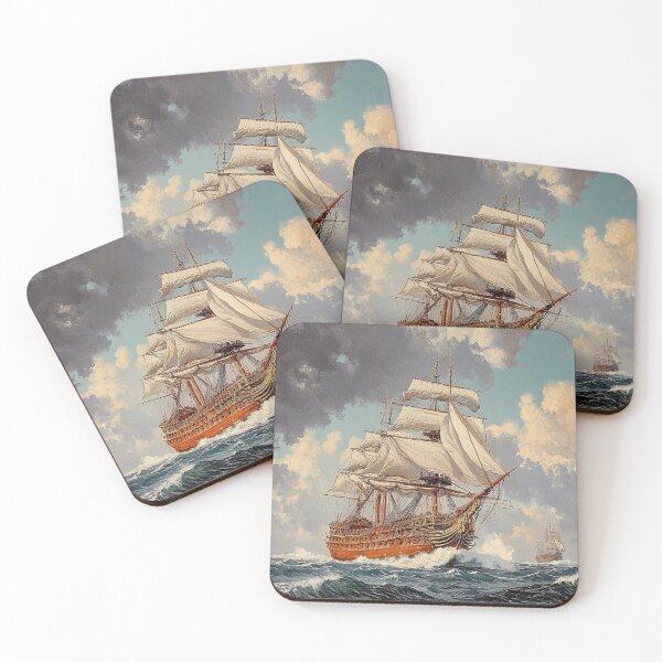 Item preview, Vintage Frigate At Sea Painting designed and sold by ContTraders.